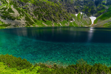 Czarny Staw pod Rysami, a mountain lake in the Tatra Mountains in Zakopane, Poland