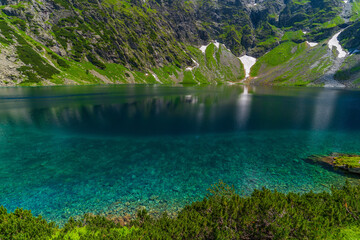Czarny Staw pod Rysami, a mountain lake in the Tatra Mountains in Zakopane, Poland