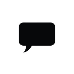 Fototapeta premium Simple black speech bubble icon on a clean white background, representing communication.
