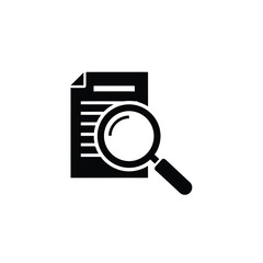 Document analysis, magnifying glass inspecting a file, investigation, research, information review.