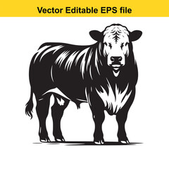 Fototapeta premium High-Contrast Line Art of a Hereford Bull – Red Body and White Face with Defined Muscle Lines