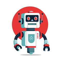 Fototapeta premium Retro Robot Character Technology Automation Illustration