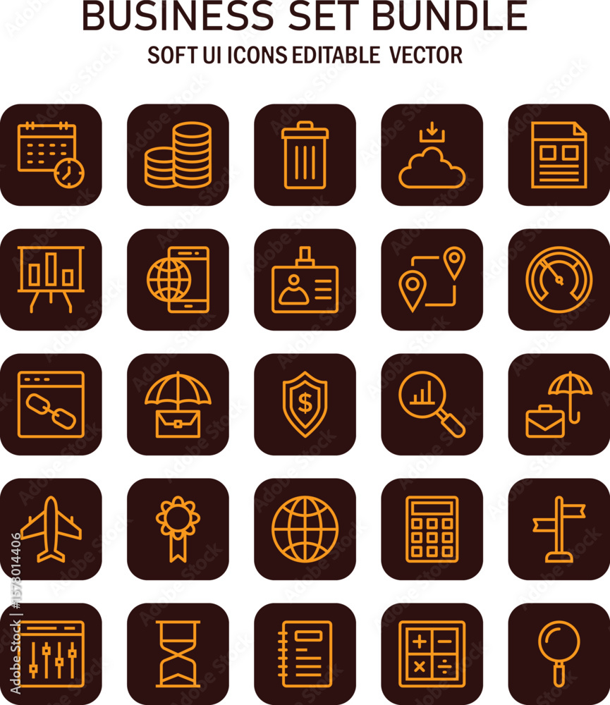 Poster comprehensive collection of vector icons representing various business and corporate functions in a 