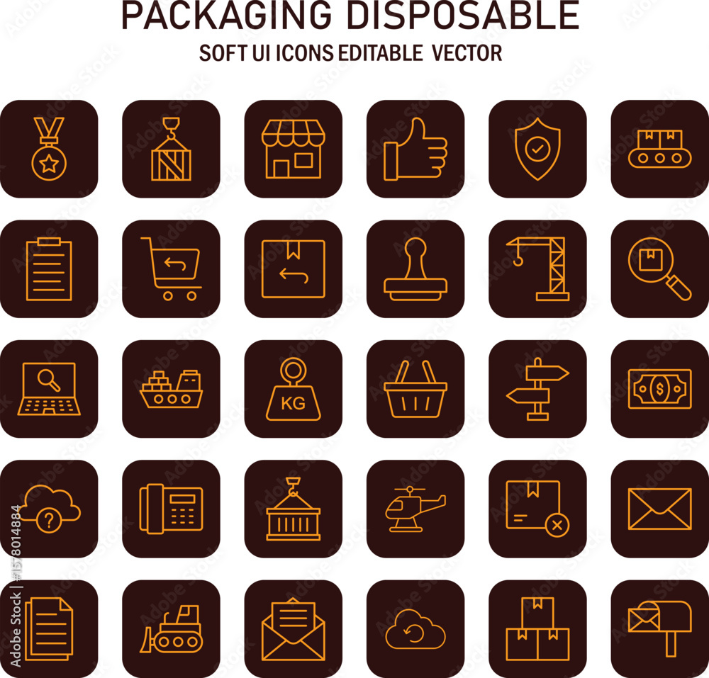 Aufkleber comprehensive set of minimalist line icons related to product packaging and shipping for web and app