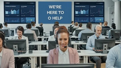 Diverse team of call center workers provide excellent customer service - Powered by Adobe