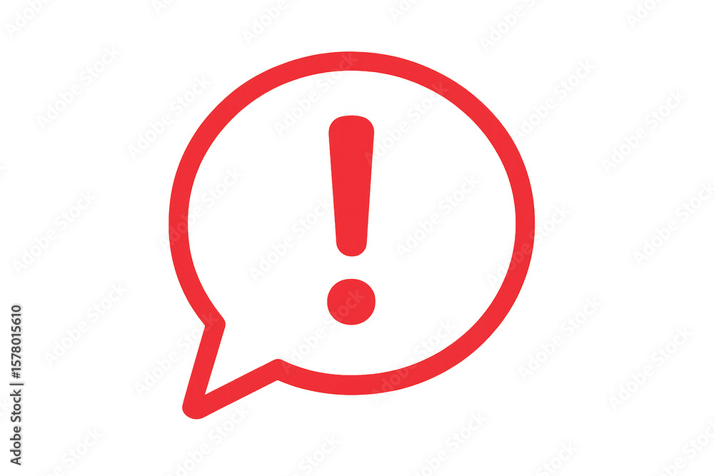 Poster red warning notification alert sign on a transparent background, representing important information 