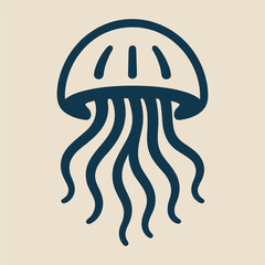Vector jellyfish icon with long tentacles and dome head.