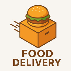 Burger delivery box logo vector illustration.