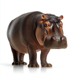 Majestic hippopotamus figurine with detailed brown skin texture standing against white background, realistic wildlife collectible for nature enthusiasts and home decor