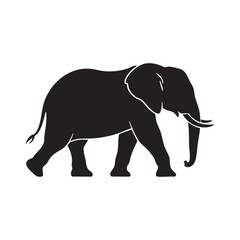 Fototapeta premium Elegant Silhouette Of An Elephant Walking Black And White Vector Design Illustration