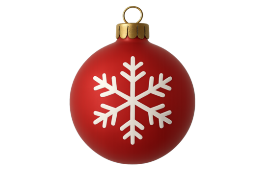 Festive Red Bauble with White Snowflake