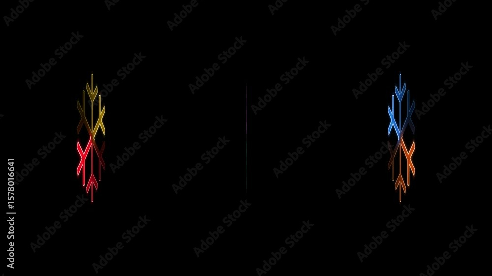 Poster 4k multi-color neon snowflake array animation