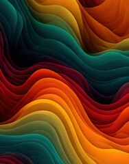 Vibrant abstract background featuring flowing, wavy shapes in a spectrum of colors, perfect for modern wallpaper designs and creative projects.