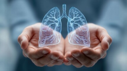 Abstract representation of human lungs held in hands, emphasizing health awareness and medical themes in a close-up setting.