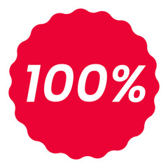 100% percent off red circular starburst shape discount badge pack, white on red, minimalist design, sale icon discount badge promotional graphics vector illustration, 100% free