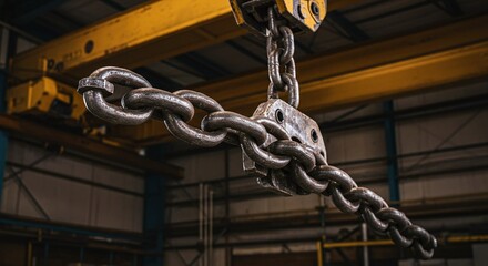 Heavy Metal Chain and Lifting Equipment in Industrial Warehouse