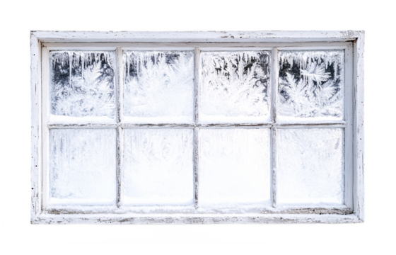 Frozen Window for Winter and Seasonal Decor - Isolated on White Background