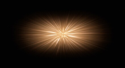 Golden Light Burst Explosion on Black Background Bright Dynamic Radial Effect
