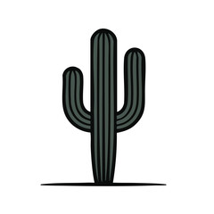 Stylized Cartoon Saguaro Cactus Illustration With Bold Outlines Isolated On White Background