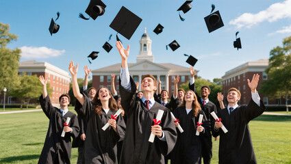 group of students in graduation cap