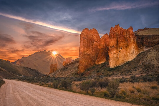 high desert valley sunset