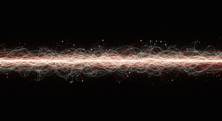 Abstract Light Energy Flow Pattern on Black Background in Futuristic Style