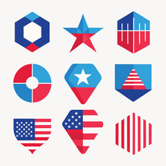 USA Flag Stars Stripes Geometric Patterns
