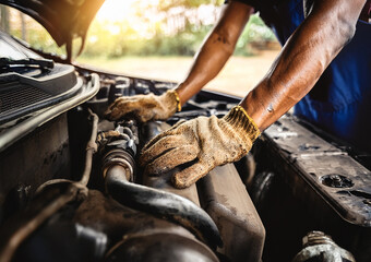 man working on a car