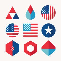 USA Flag Stars Stripes Geometric Patterns