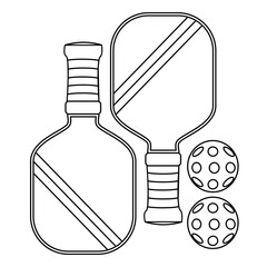 Pickleball equipment in doodle style vector illustration 
