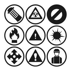 General Warning and Prohibition Sign Icons
