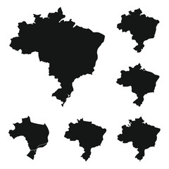 Brazil Map States Regions Vector Set