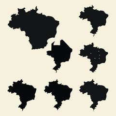 Brazil Map States Regions Vector Set