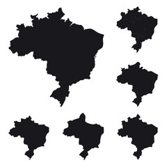 Brazil Map States Regions Vector Set