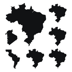 Brazil Map States Regions Vector Set