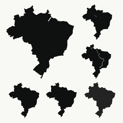 Brazil Map States Regions Vector Set