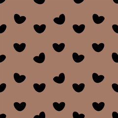Obraz premium Many big rounded hearts. Silhouette. Seamless vector pattern. Repeating romantic ornament. Isolated mocha mousse background. Romantic love symbols. Idea for web design.