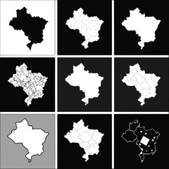 Brazil Map States Regions Vector Set