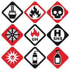 Hazardous Warning Signs and Symbols Set