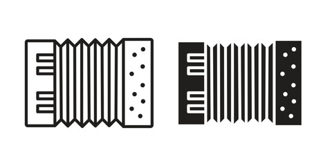 Accordion icon symbol set in black. line and flat icons