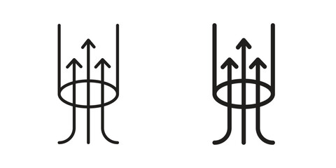 Air suction icon symbol set in black. line and flat icons