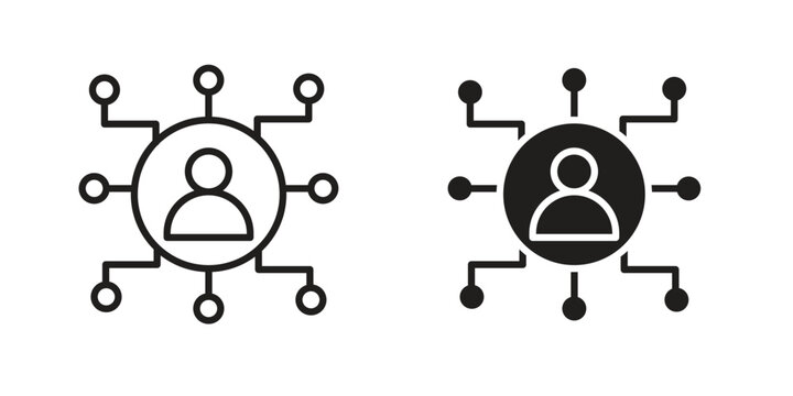 Affiliate marketing icon symbol set in black. line and flat icons