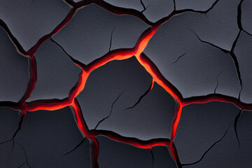 Cracked surface with glowing lines resembling molten lava.