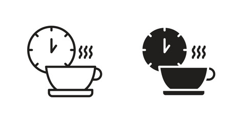 Break icon symbol set in black. line and flat icons