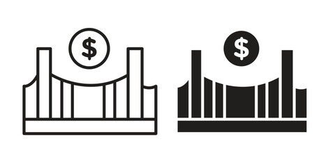 Bridging loan icon symbol set in black. line and flat icons