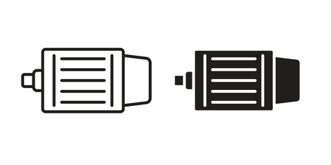 Car alternator icon symbol set in black. line and flat icons