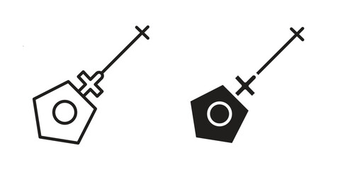 Car dipstick icon symbol set in black. line and flat icons