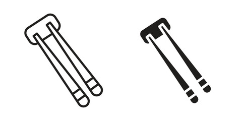 Chopsticks icon symbol set in black. line and flat icons