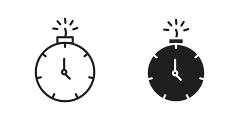 Deadline icon symbol set in black. line and flat icons