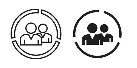 Demographics icon symbol set in black. line and flat icons